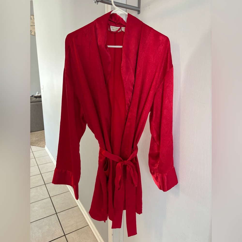 Victoria's Secret Vibrant Red Satin Robe